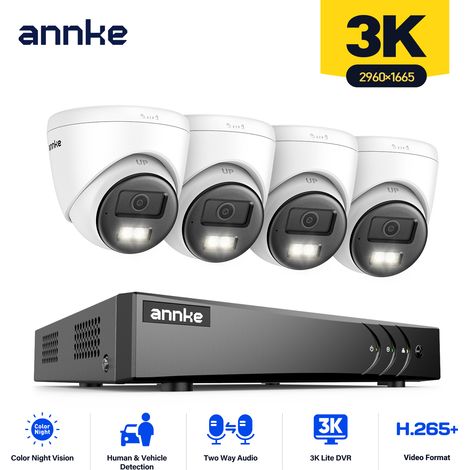ANNKE 5MP 16-Kanal-Überwachungskamerasystem mit Zwei-Wege-Audio, Farbnachtsicht, Personen-/Fahrzeugerkennung, Schutzart IP67