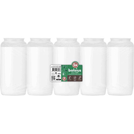 Bolsius Kompolicht Nr.7 weiß Allwetter 6,7 x 14 cm 5er Pack Grabkerze