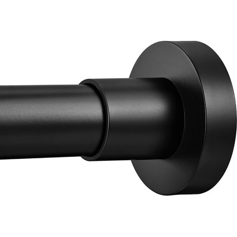 Tringle à rideau de douche – Ne rouille pas, sans perçage, tringle à ressort antidérapante, 109 à 185 cm, en acier inoxydable, noir mat (1/5)
