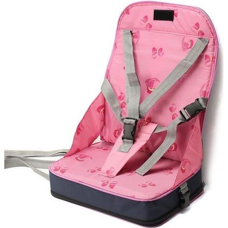 Réhausseur Siège de Table - Pliable Portable avec Harnais 5 Points - Pour Bébé 1 à 3 Ans - Rose