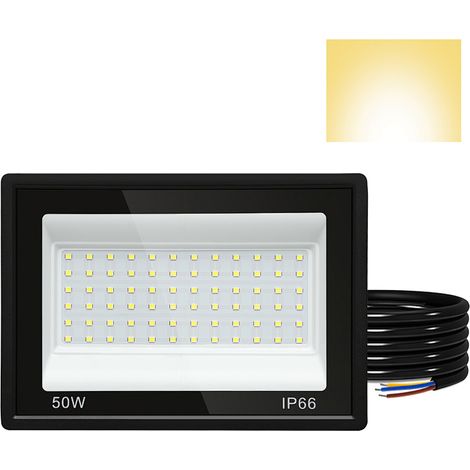 Wolketon LED-Fluter, LED-Strahler, IP66 Außenstrahler, 120° Abstrahlwinkel, 50W 1 Stück, Arbeitsleuchte Warmweiß 3000K