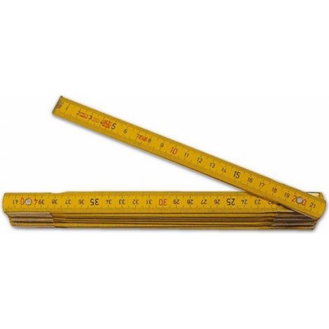 TrAdE Shop Traesio - Metro A Stecca Da 2 Mt Metri In Legno Segnatura Cm Pieghevole Testate Rosse Nero -