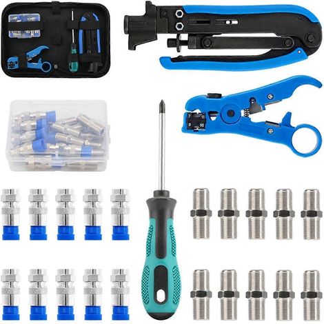 Kit de sertissage de câbles, outil de compression coaxiale pour RG6 RG59 RG11 (voir illustration) (1/5)