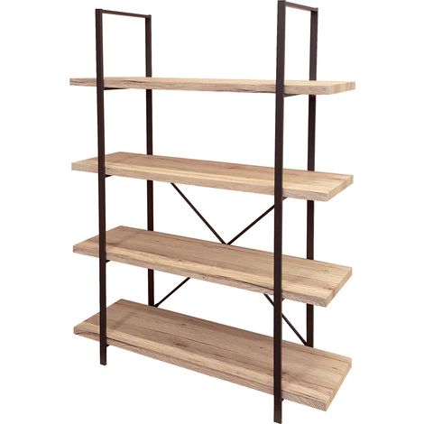 Bibliothèque 4 niveaux 100x33x140 cm naturel et noir - DARCY
