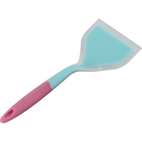Spatule en silicone antiadhésive et antidérapante pour la cuisson des tamagoyaki, pizzas et steaks (manche rose bleu ciel) (1/5)