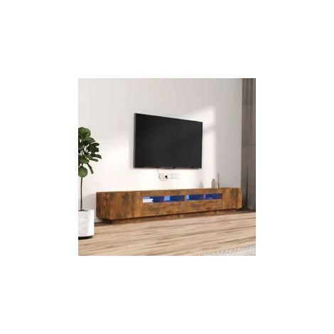 Ensemble de meubles TV avec lumières LED 3 pcs Chêne fumé