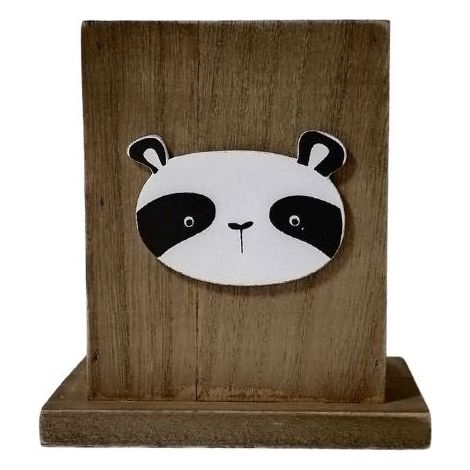 Pot à crayons en bois Panda 10x8x10.8cm - Marron - SILUMEN