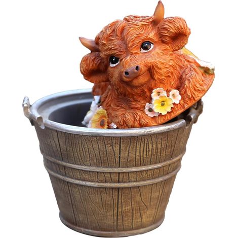 Figurine de vache Highland - Sculpture en résine de boeuf des Highlands à (1/5)