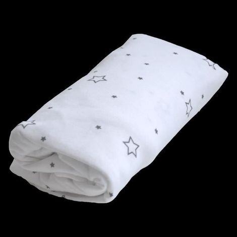 DOMIVA Drap housse impermeable - 160 g/m2 - 60 x 120 cm - Blanc imprime etoile gris (1/5)