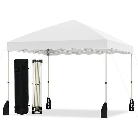 COSTWAY 300 x 300 cm Pop up Canopy Tent Portable Foldable Patio Shelter-White (1/5)