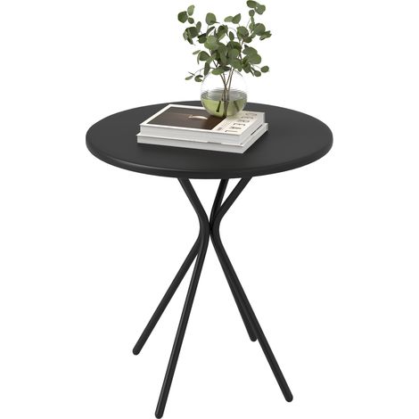 Table jardin ronde noir Ø60cm cadre acier charge 50kg table terrasse déco intérieur extérieur