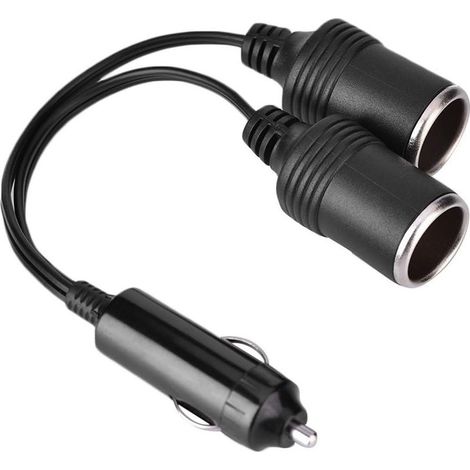 Dual 12V cigarette lighter adapter, female socket for 2 devices, 24 cm long, secured with insulated casing (1/5)