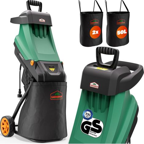 Gardebruk – Broyeur de végétaux électrique 2400 W – Max 45 mm – Sac 50 L – Moteur 4800 tr/min – Lames en acier – Déchiquetage rapide