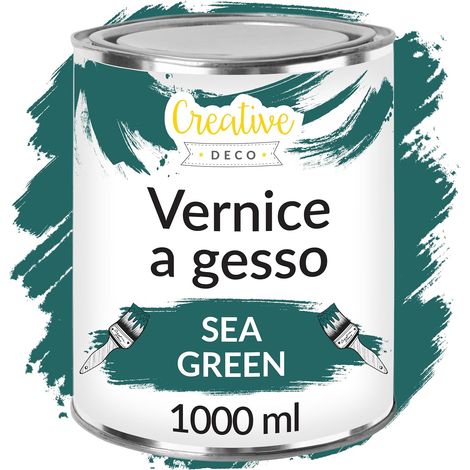 Creative Deco Vernice a gesso Verde Acqua 1L Opaca e Lavabile per Mobili in Legno