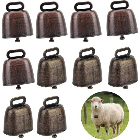 10 pièces bulles de vache vintage, bulles d'animal de compagnie en métal, bulles de bronze, bulles de chèvre/bulles de vache (petite taille), 35 x 24 x 37 mm, adaptées aux vaches, chevaux et moutons ( (1/5)