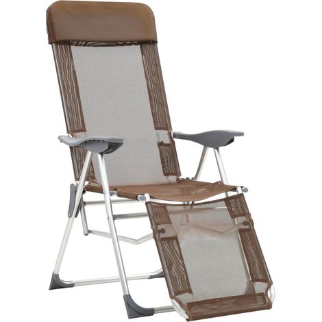 Maison Exclusive - Sedie da Campeggio Pieghevoli Poggiapiedi 2pz Marroni Textilene (1/5)