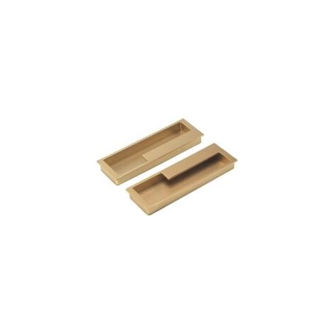 Juego de 2 tiradores empotrados de aleación de zinc para puertas correderas con tornillos ocultos, modernos y sencillos para cajones de granero, armarios y roperos (oro mate) - Crezuo