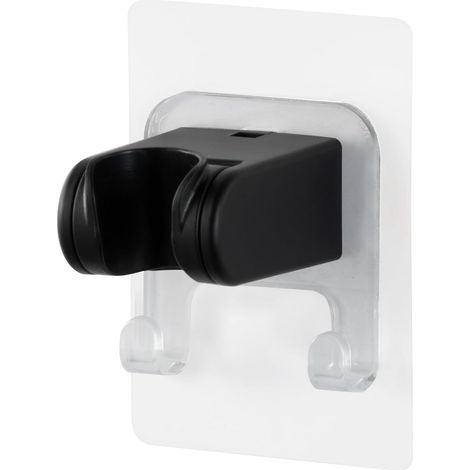 Support Pommeau de Douche sans Percage, Autocollant Support Douchette, Avec Double Crochet, Diamètre intérieur 21–24 mm, Universel Porte Pommeau de Douche,Noir Mat (1/5)