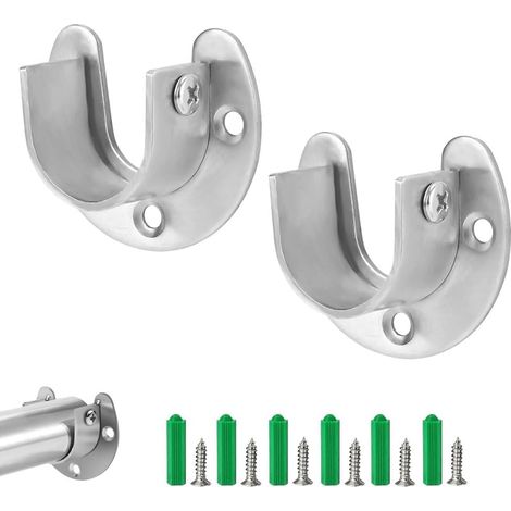 2 Pièces Support Tringle, Acier Inoxydable, Ouverture 26 Mm, Pour Armoire Et Salle De Bain