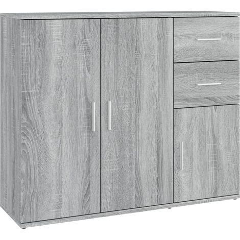 Credenza buffet cassettiera mobile contenitore organizer cucina soggiorno salonsonoma 91 x 29,5 x 75 cm pannelli compositi grigio 020036556