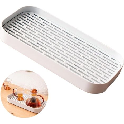 2 pièce Égouttoir à Vaisselle, Égouttoir à Vaisselle à 2 Etages, Support Plateau D'Égouttement, Double Couche Amovible pour Couverts, Tasses pour évacuer l'eau (33 x 16 x 4 cm) (1/5)