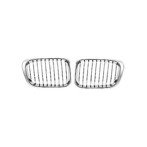 2x verchromter Nierengrill für die Motorhaube, passend für BMW E46 320i, 323i, 325i, 328i und 330i Limousine (4-türig) Baujahre 1998–2001