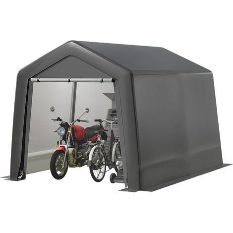 Abri de rangement portable de 2,4x2,4x2,3m,abri de rangement extérieur avec porte enroulable à fermeture éclair,bâche imperméable, garage portable pour moto, vélo, outils de jardin (1/5)
