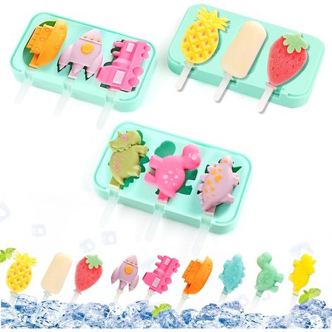 Moule à glace - Lot de 3 moules à Glace en Silicone sans BPA pour les enfants et les adultes - DIY Moule Glace à l'eau Réutilisables (1/5)