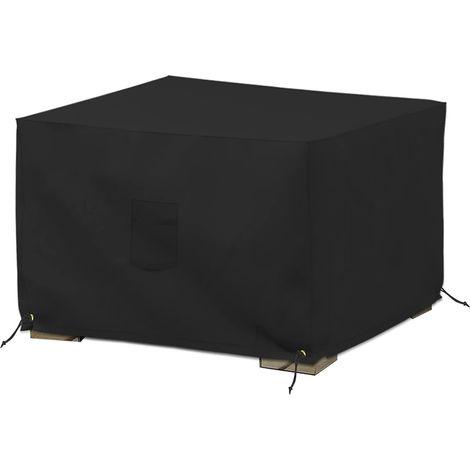 Housse de pouf carré extérieur 84x84x61 cm – Oxford 12 oz – Imperméable, UV, avec aérations et cordons – Noire (1/5)