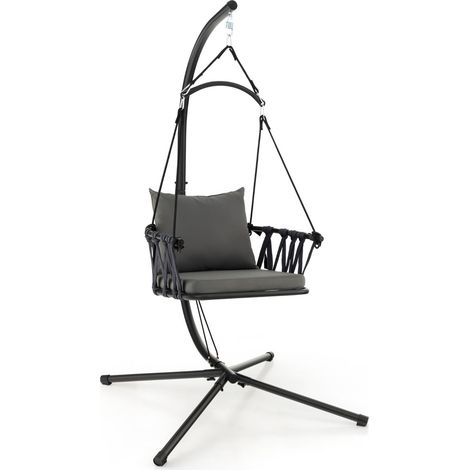 Silla colgante plegable con soporte 69 x 56 x 38 cm mayor comodidad estilo moderno metal gris 200020039