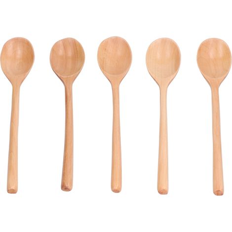 Lot de 5 cuillères en bois à long manche pour riz et miel, ustensiles de cuisine pour poêles antiadhésives, maison (1/5)