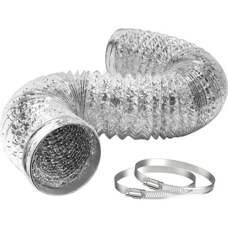 Tuyau de Ventilation 150mm Longueur 2m Tuyau Ventilation en Aluminium de 150mm avec 2 Colliers de Serrage pour Vmc, Ventilateur d'extraction, Hotte Aspirante (1/5)