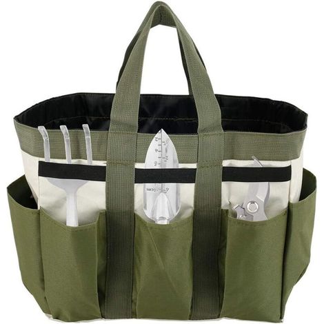 Sac à outils de jardin organiseur avec 8 poches robuste en tissu Oxford 600D sac de rangement portable multifonction avec poignées et sangles élastiques sac de jardinage pour homme et femme (1/4)