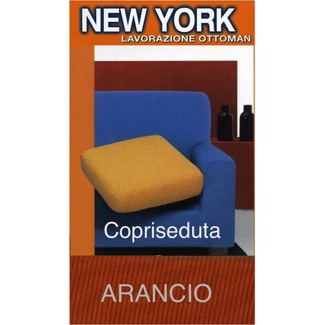 Copriseduta Divano New York Arancio - Tessuto Elasticizzato a Costine Antipilling - Made in Italy copriseduta 1posto 60x60