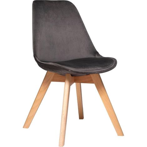Créateur d'Intérieur Baya Chair en velours bleu canard et hêtre - Idéale pour la salle à manger, la cuisine, le bureau ou le salon - Coussin intégré confortable (1/5)