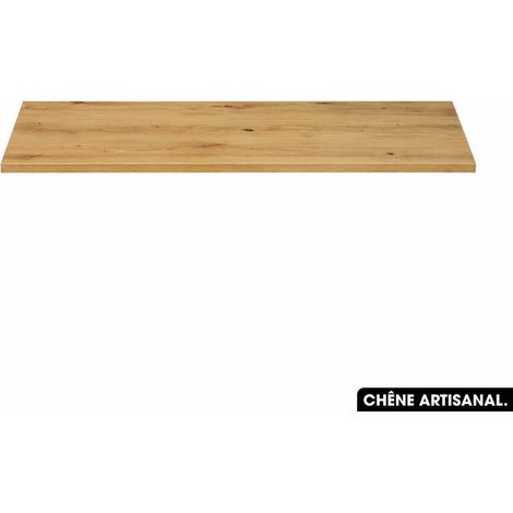 Plan de vasque en bois CHÊNE ARTISANAL L.120 x P.48 x H.2,5 (1/3)