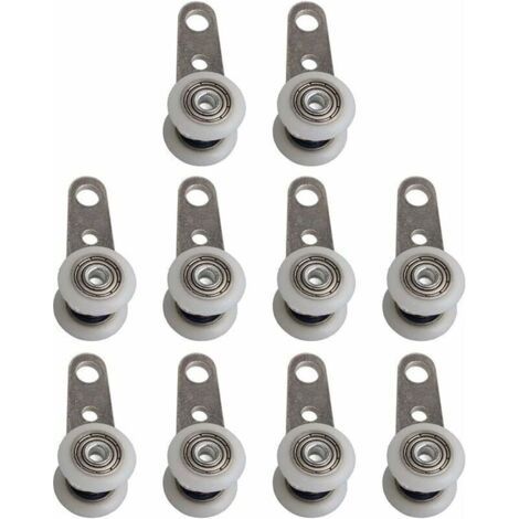 Lot De 10 Roulettes Pour Baies Vitrées Ou Portes Coulissantes - En Métal Et En Plastique - 4 X 1,9 Cm (1/5)
