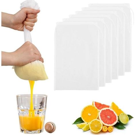 Lot de 6 sacs filtrants réutilisables - Adaptés aux boissons maison - 30 x 20 cm (1/5)
