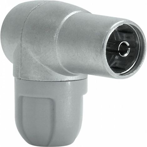 Conector Antena Cable Coaxial Hembra TELEVES CEI Acodado-Blindado Plateado (1/2)