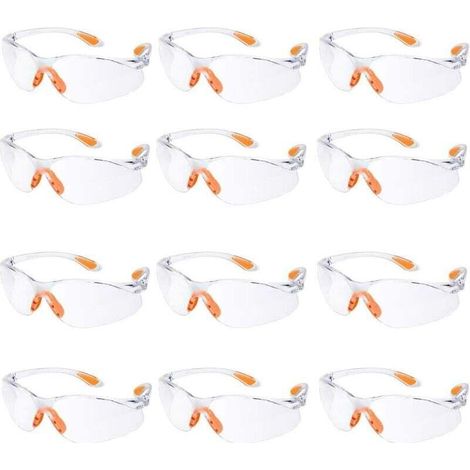 Lot de 12 Lunette de Sécurité Lunettes de Protection Travail avec Lentilles Transparentes Anti-Buée Lunette Protection pour Jardin Laboratoire Chimie (1/4)