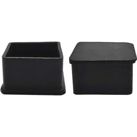 Lot de 8 embouts de pieds antidérapants en caoutchouc pour chaises, meubles et tables, 5 cm (2 pouces), carrés, noirs