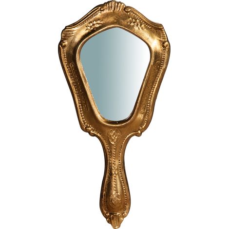 Handspiegel aus Holz mit antikiertem Blattgold Finish L15xPR1,5xH31 cm. Made in Italy