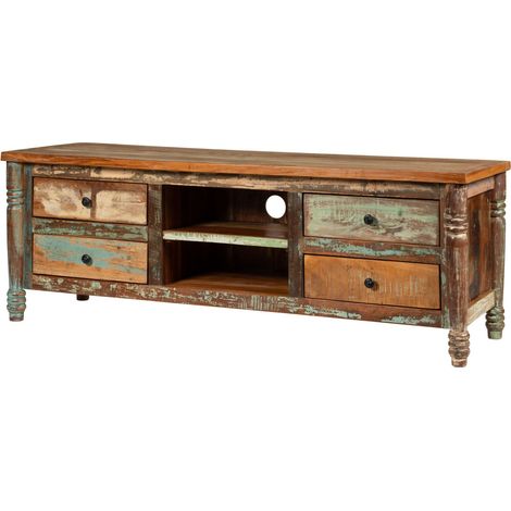 Mobile Tv in legno di legno riciclato 160x50x55 laccato multicolore FABlE 33