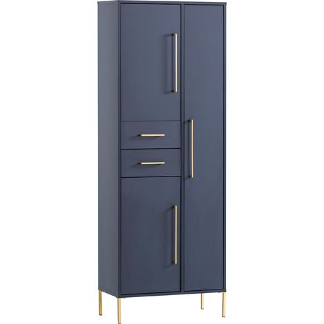 Hochschrank mit 3 Türen KELLA-80 in nachtblau, B/H/T: ca. 67,1/184,3/33,1 cm (1/3)