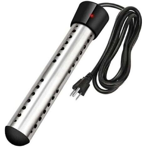 1500 Watt Black Rapid Immersion Water Heater with Stainless Steel Protective Cover and Temperature Gauge, Suitable for Hot Tubs, Inflatable Pools, Bathtubs and Wooden Buckets. (1/4)