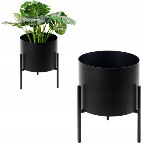 Cache-pot de fleurs en métal noir Loft Macon S 34x34x45 (1/5)