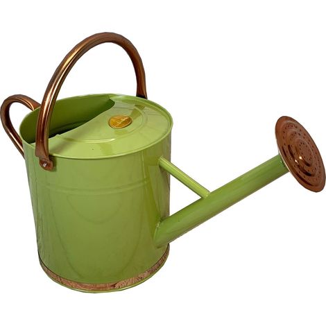 Sage Green & Copper Metal Watering Can with Rose (9 Litre) (1/5)
