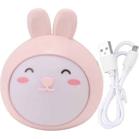 Veilleuse mignonne à 3 vitesses, gradation continue, détection tactile, lampe de chevet rechargeable par USB, rose