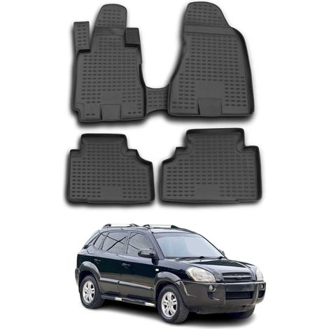 OMAC Tapis de Sol Compatible avec Hyundai Tucson 2004-2010 en Caoutchouc Noir (1/5)