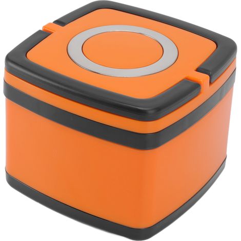 Orangefarbene, vakuumisolierte Lunchbox aus Edelstahl 304, doppelwandige, quadratische japanische Bento-Box, 4-stufiger, tragbarer 0,8-Liter-Lunchbehälter (1/5)